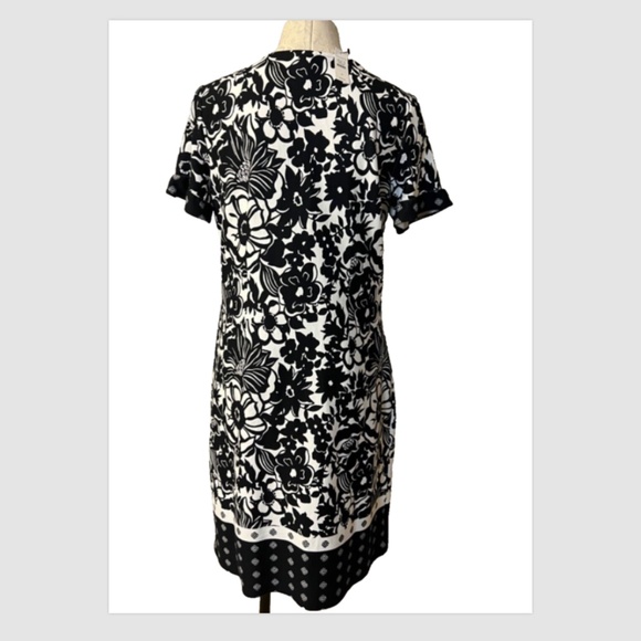 Talbots Dress Black White M Medium 100% Cotton Washable Shift NEW NWT Pullover - Picture 3 of 12